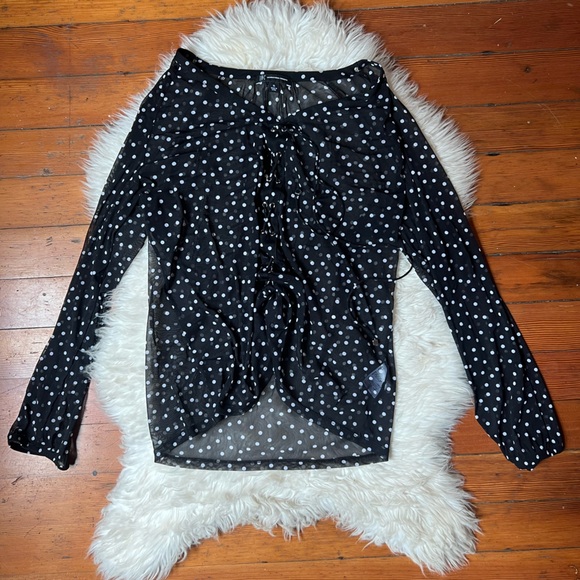 INC International Concepts Black Polka Dot Blouse - Picture 1 of 7